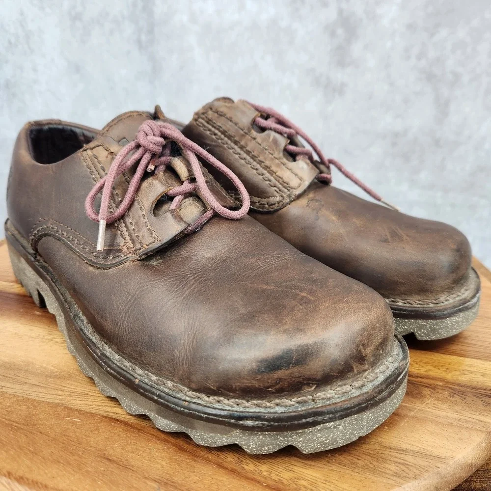 Mozo Oxford Shoes Mens 9.5‎ Brown Leather Slip Resistant Work Shoes Casual